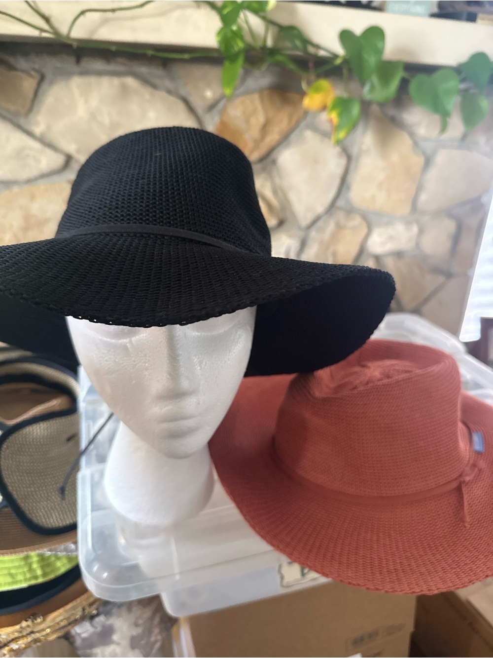 Wallaroo Black and Terracotta Wide-Brim Sun Hats for Women
